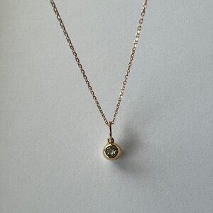 Mejuri Aquamarine Birthstone Sphere Charm 14k gold necklace